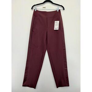 Athleta Women's Endless Burgundy Satin Side Stripe Pants Size 2